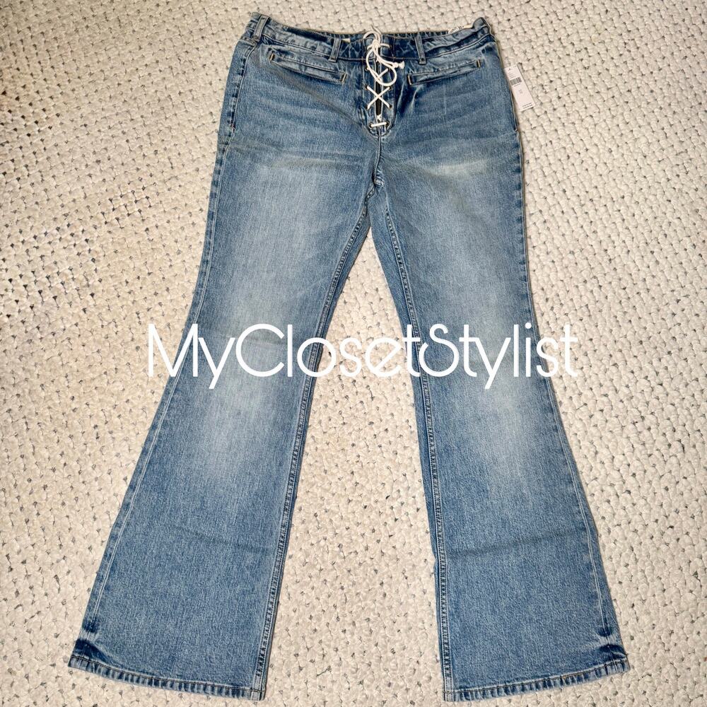 Anthropologie Pilcro The Icon Lace-Up Flare Jeans NWT! Size 31 new with tag - Picture 2 of 6